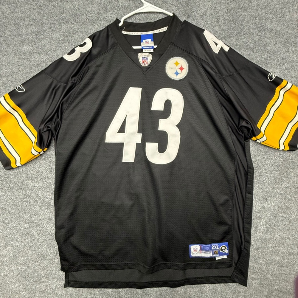 Reebok Pittsburgh Steelers Troy Polamalu 43 NFL Jersey Black Mens 2XL 7048A 07‎